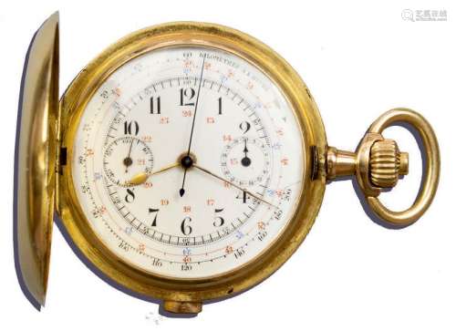 Montre savonnette chronographe en or jaune 18k (75…