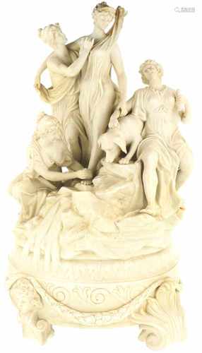 A biscuit group of figures. Germany, 19th century.