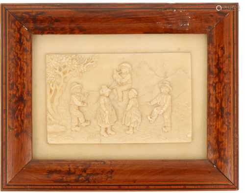 A stone frame with carved classical scene. First half 20th century.