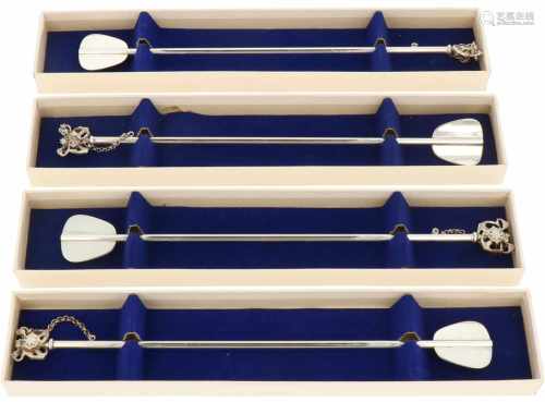(4) Silvered maritime cocktail spoons.