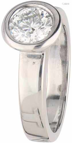 Solitary ring white gold, ca. 1.07 carat diamond - 18 ct.