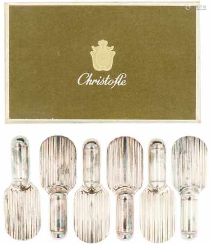 (6) Piece set of silvered Christofle knife rests.