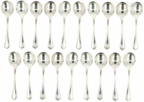 (19) Piece set of silvered Christofle spoons.