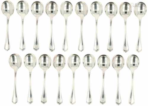 (19) Piece set of silvered Christofle spoons.