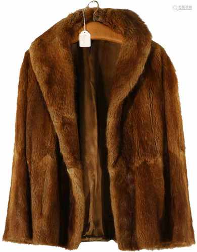 A short dark fur coat.