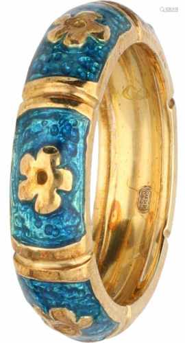 Hidalgo ring yellow gold, blue enamel - 18 ct.