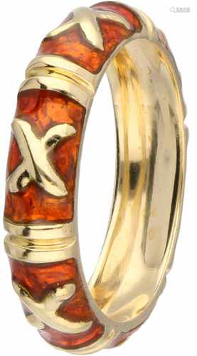 Hidalgo ring yellow gold, orange and enamel - 18 ct.