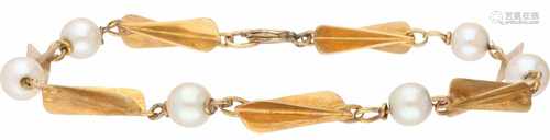 Bracelet yellow gold, cultured pearl - 14 ct.