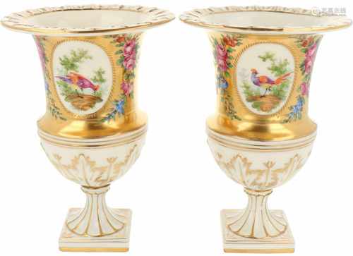 A set of (2) porcelain vases painted with floraal motif. First half 20th century.