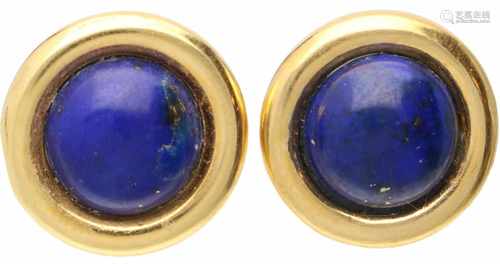 Earrings yellow gold, lapis lazuli - 18 ct.