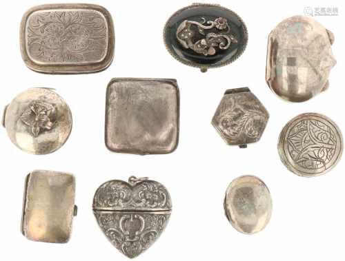 (10) Pieces of silver pill boxes.