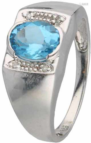 Solitary ring silver, blue topaz - 925/1000.