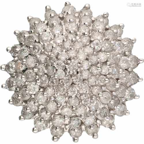 Entourage ring white gold, ca. 4.73 carat diamond - 14 ct.