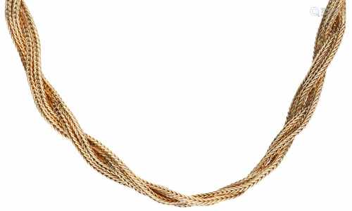 Uno A Erre braided necklace yellow gold - 18 ct.