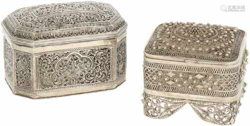 (2) Pieces of Asian silver boxes.