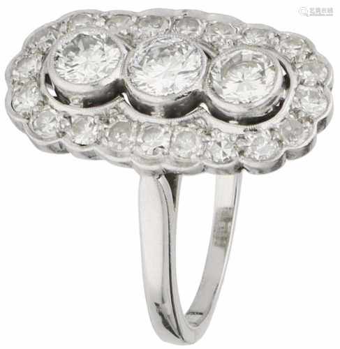 Princess ring white gold, ca. 1.51 carat diamond - 14 ct.