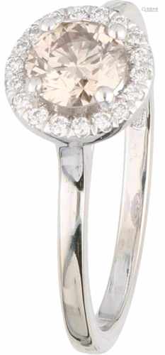 Rosette ring white gold, ca. 0.62 carat diamond - 14 ct.