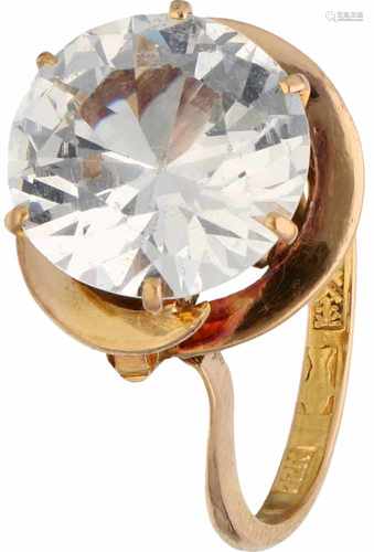 Solitary ring yellow gold, zirconia - 22 ct.