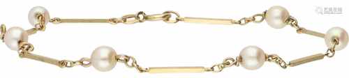 Bracelet yellow gold, cultured pearl - 14 ct.