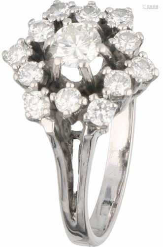 Rosette ring white gold, ca. 0.60 carat diamond - 14 ct.