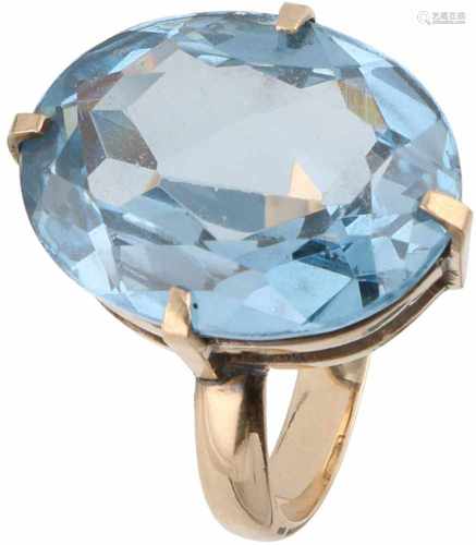 Solitary ring rosé gold, blue topaz - 14 ct.