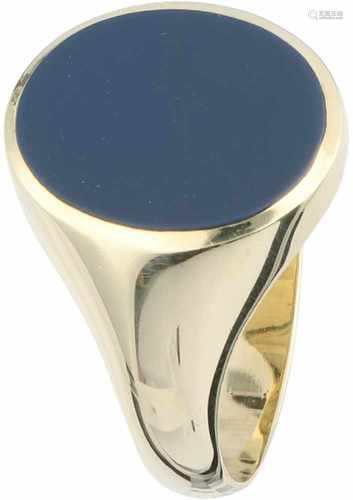 Signet ring yellow gold, layered stone - 14 ct.