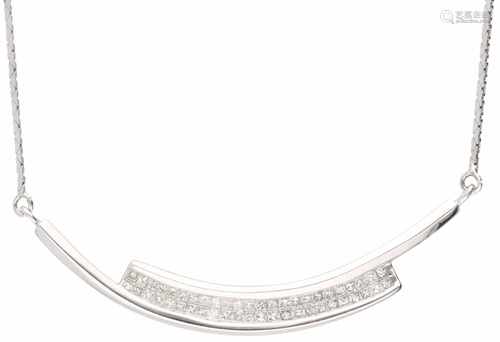 Necklace white gold, ca. 1.44 carat diamond - 14 ct.