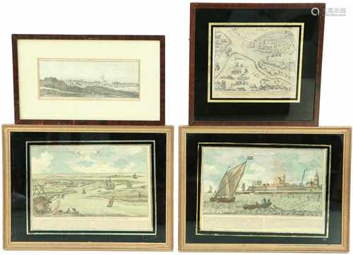 A lot with (4) engravings of Lochem, Sluys, Oostmahorn and Delftzijl. 18th and 19th century.