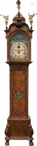 A burr walnut veneered Amsterdam longcase clock, signed Nicolaas Weijlandt (1700-1756).