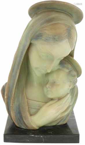 Johannes Domisse (1875-1955). Terracotta statue of a mother and child.