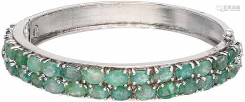 Bracelet silver, emerald - 925/1000.