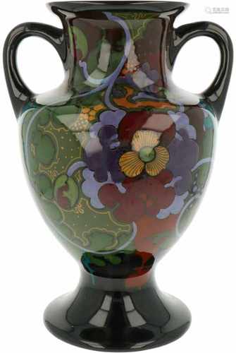 Gouda 'plateel' vase in Amphora model. 1st half 20th century.