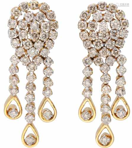 Entourage earrings yellow gold, ca. 1.72 carat diamond - 14 ct.