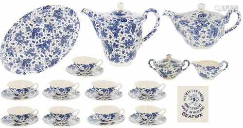 A 14-piece Société Céramique, Maastricht earthenware part dinner service, décor 'Beatrix Blauw'. The