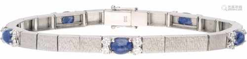 Bracelet white gold, ca. 0.80 carat diamond and sapphire - 18 ct.