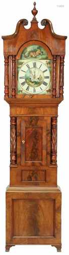 A mahogany veneered colonial grandfather clock, adres Parry Pwllheli. 19th century.