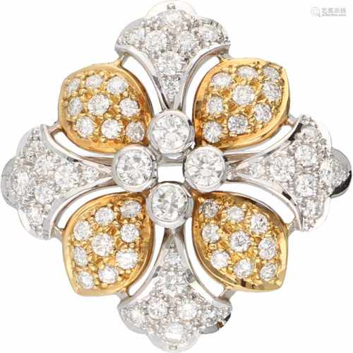 Pendant / brooch bicolour gold, ca. 1.64 carat diamond - 18 ct.