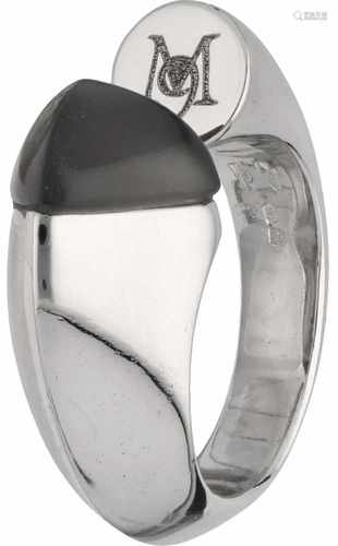 Design ring white gold, moonstone - 18 ct.