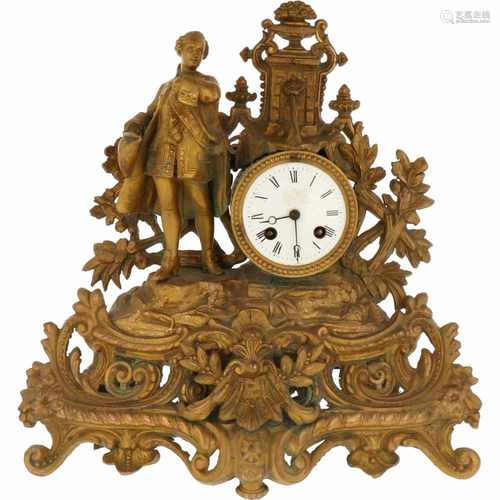 A ZAMAC clock with classical scene. France, late 19th century.