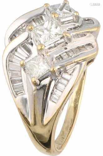 Entourage ring bicolour gold, ca. 1.42 carat diamond - 18 ct.