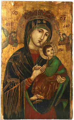 A Greec icon of Mary Hodegetria with abbreviatures. Ca. 1900.