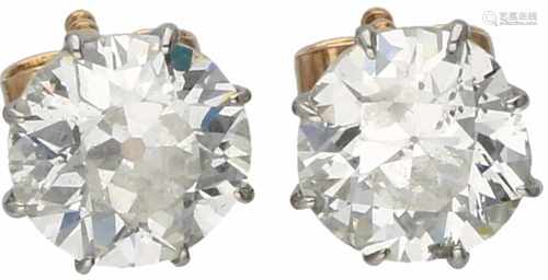 Solitary earrings yellow gold, ca. 1.90 carat diamond - 14 ct.