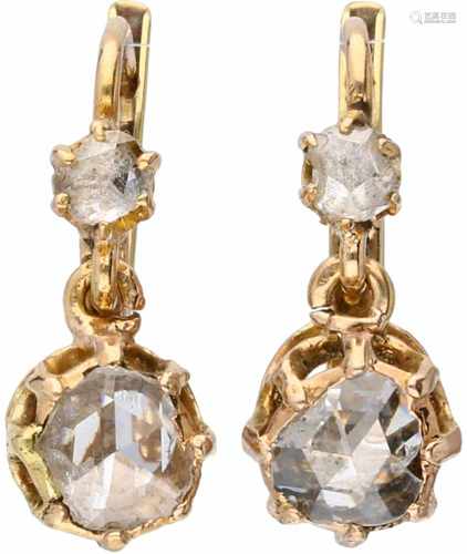 Earrings yellow gold, diamond - 14 ct.