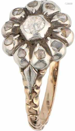 Rosette ring rosé gold, diamond - 14 ct.