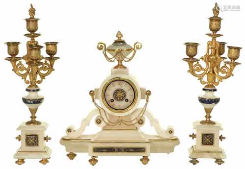 A marble mantlepiece set with gilt bronze mounts. France, late 19th century.