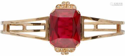 Bangle rosé gold, diamond and ruby - 14 ct.