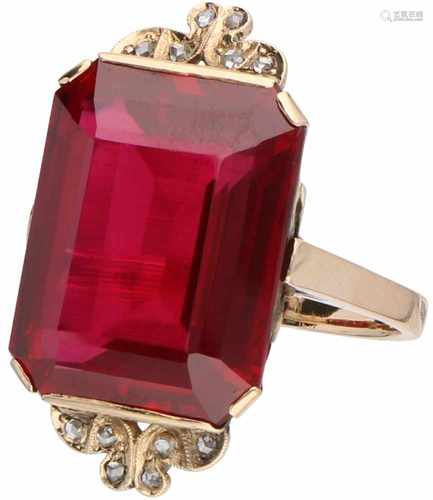 Ring rosé gold, diamond and ruby - 14 ct.