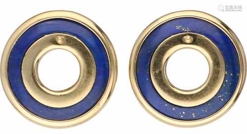 Italian design earrings yellow gold, lapis lazuli - 18 ct.