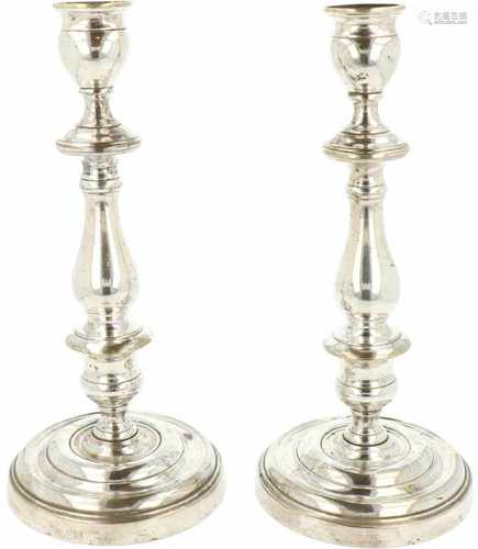 (2) Piece set of silvered candles.