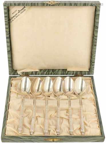 (6) Piece set of silvered dessert spoons.